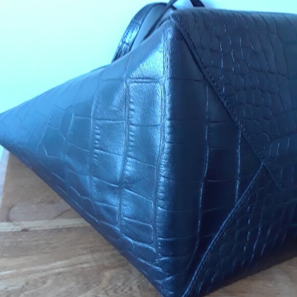 Kurt Geiger London Black Croc Embossed Leather Tote - Picture 8 of 16